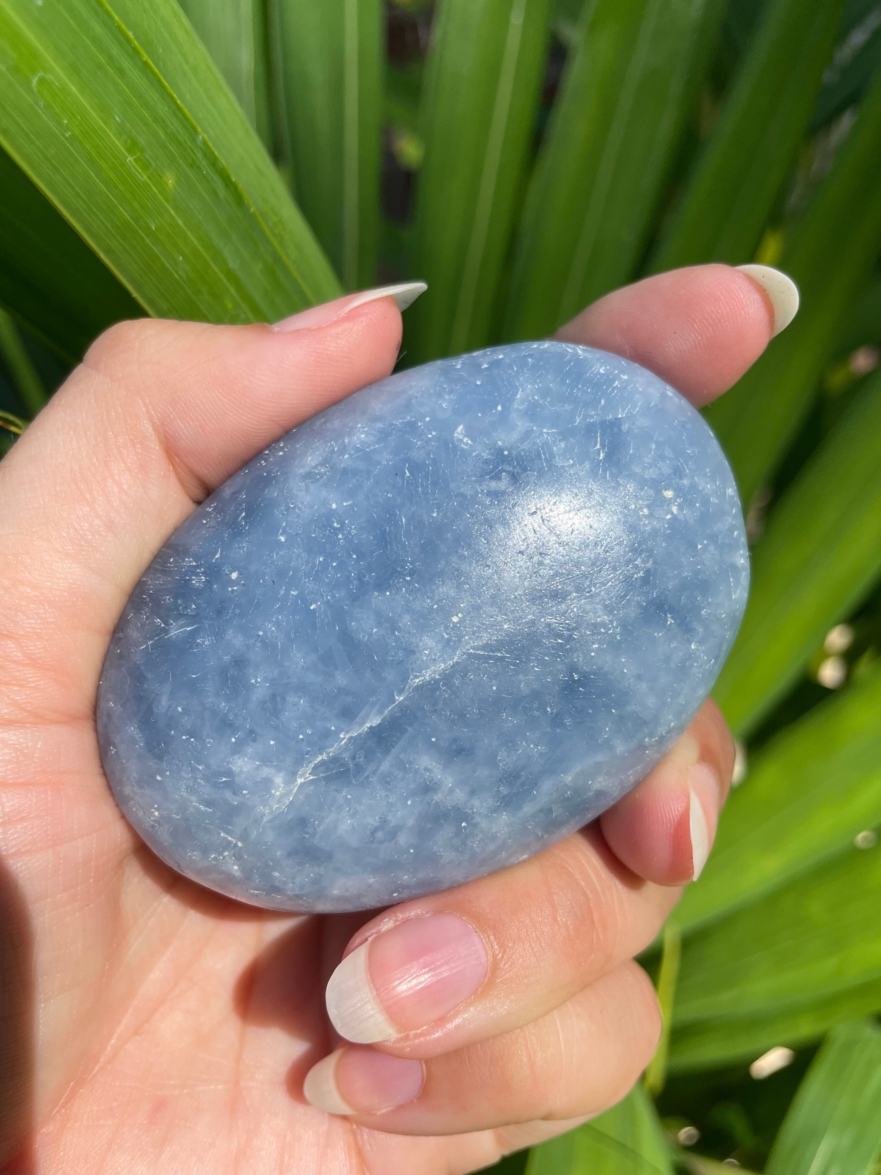 Blue Calcite Palm/Pocket Stone